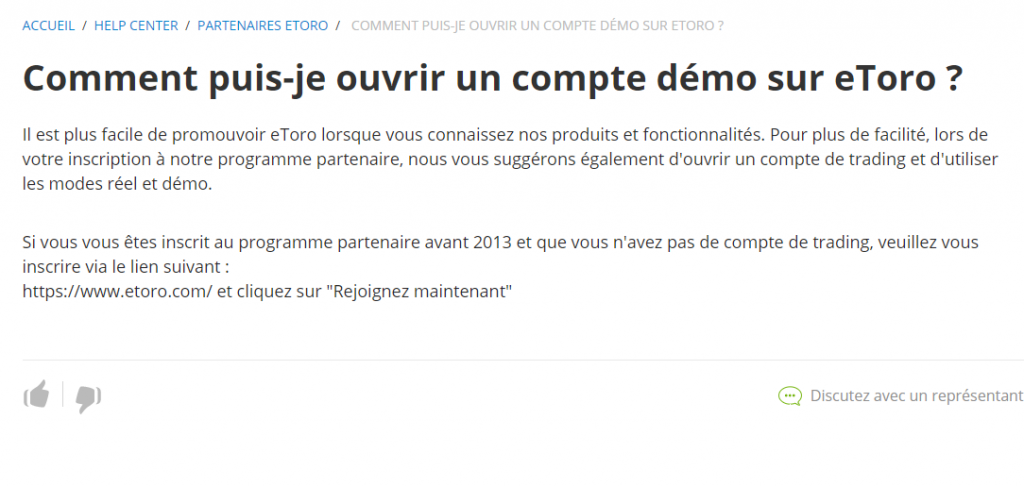 ouvrir un compte démo