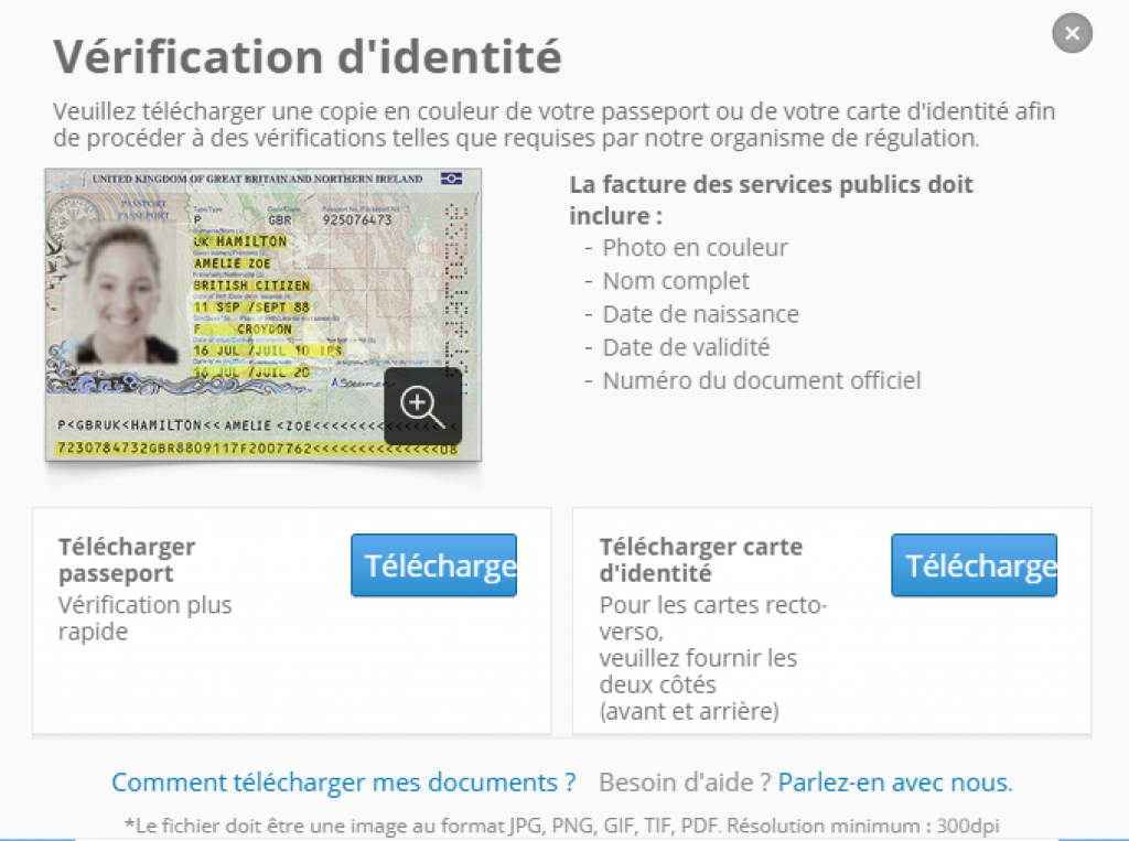 eToro - verification identité